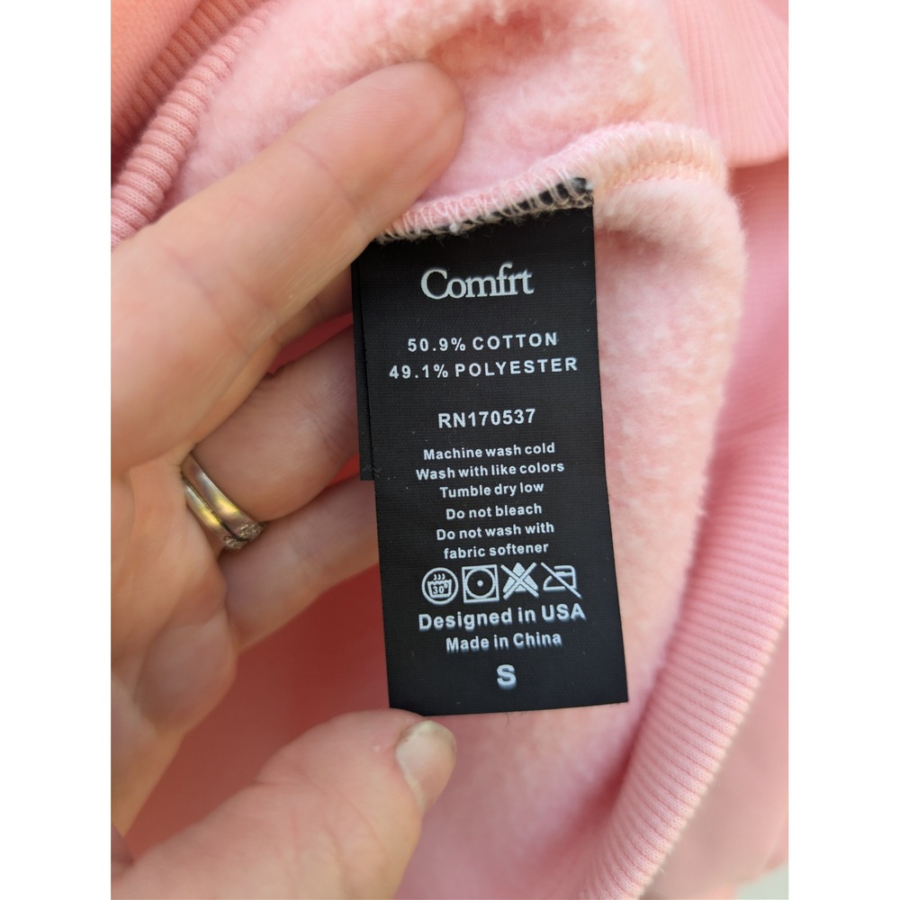 COMFRT Pastel Crew Collection Oversized Sweatshirt Womens S Pink Cotton Blend - Picture 7 of 8